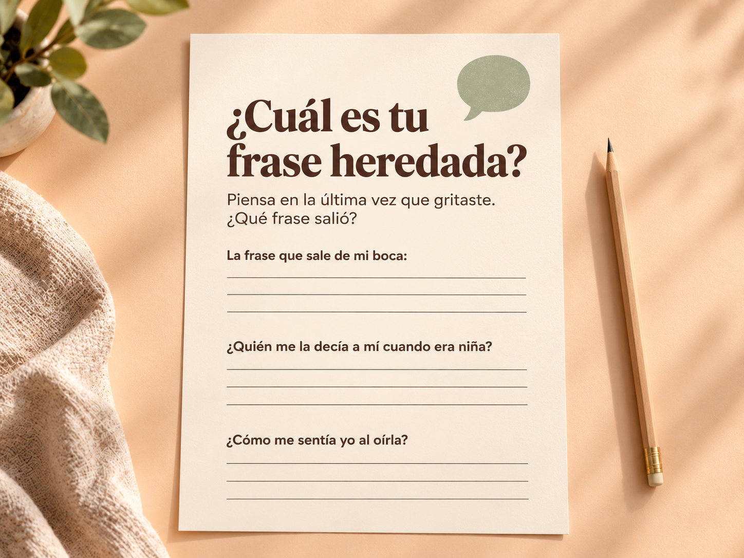 Página del ejercicio ¿Cuál es tu frase heredada?